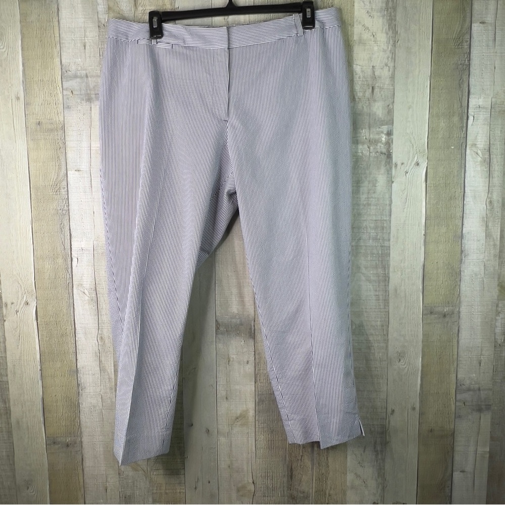 Talbots Woman Size 18W W Heritage Blue/White Striped Cropped Pants Back Pockets